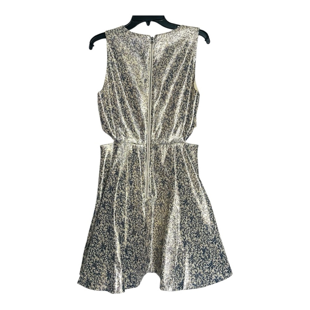 Alice & Olivia Varita metallic side cut out fit and flare dress size 8 - Picture 3 of 10